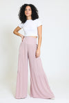 TIE WAIST TIERED WIDE LEG PANT - MAUVE