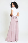 TIE WAIST TIERED WIDE LEG PANT - MAUVE