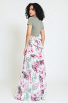 TIE WAIST TIERED WIDE LEG PANT - Natural / Mauve