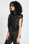 Luxe Vegan Leather Puffer Vest - Black