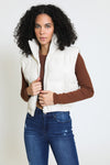Luxe Vegan Leather Puffer Vest - Cream