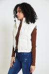 Luxe Vegan Leather Puffer Vest - Cream
