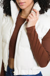 Luxe Vegan Leather Puffer Vest - Cream