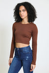 Everday Long Sleeve Ribbed Tee - Chocolate