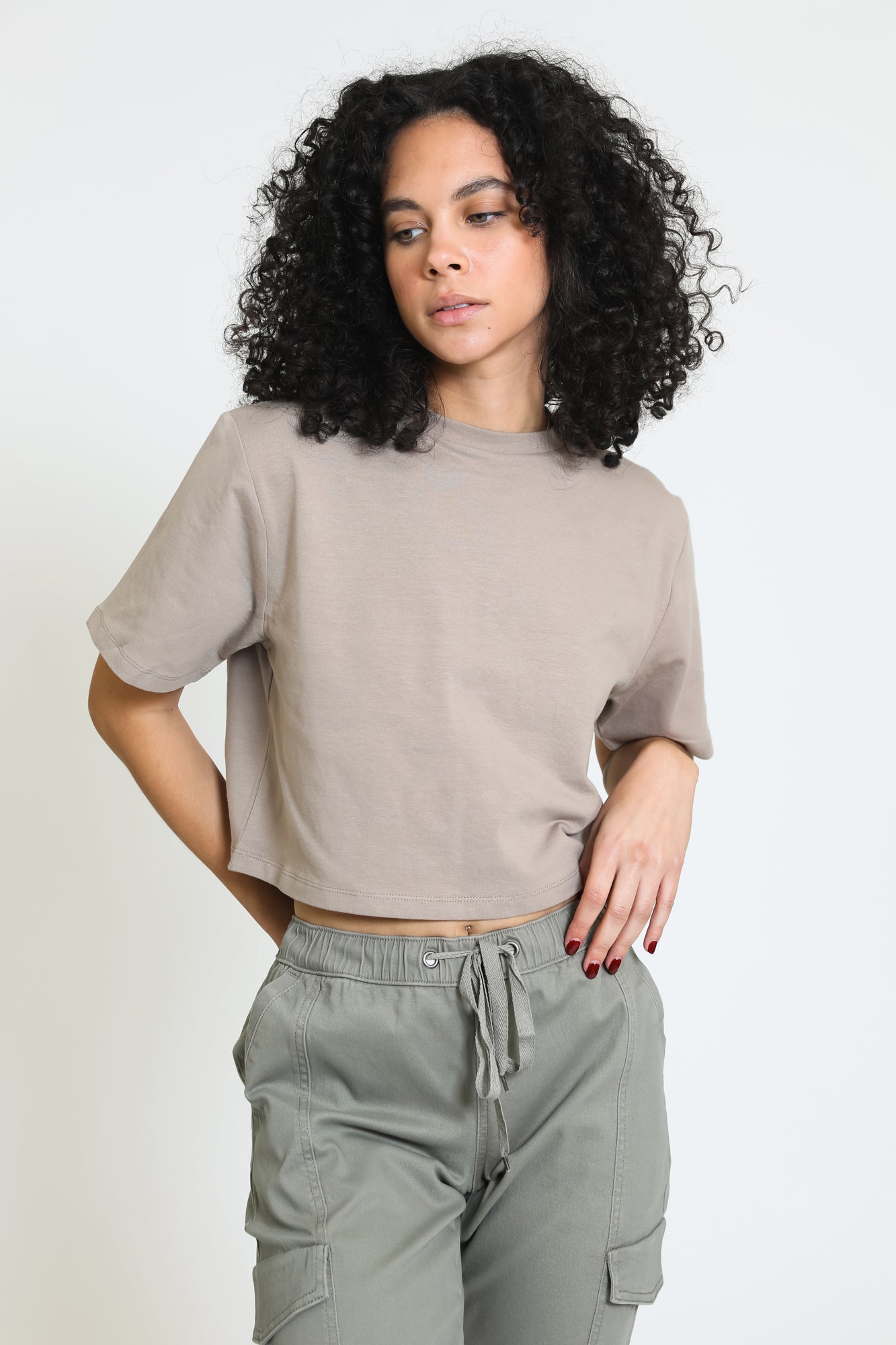 Everyday Oversized Cropped Tee - Taupe
