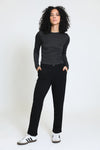 Stitched Detail Long Sleeve Tee - Charcoal
