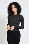 Stitched Detail Long Sleeve Tee - Charcoal