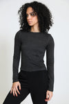 Stitched Detail Long Sleeve Tee - Charcoal