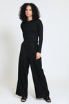 Stitched Detail Long Sleeve Tee - Black