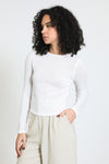 Essential Stitched Detail Long Sleeve Tee - Soft White