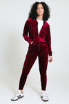 Stepping Out Velour Set - Burgundy