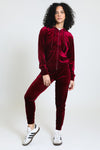 Stepping Out Velour Set - Burgundy