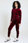 Stepping Out Velour Set - Burgundy