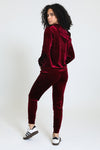 Stepping Out Velour Set - Burgundy