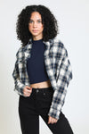 Feeling It Cropped Flannel - Navy White