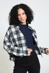 Feeling It Cropped Flannel - Navy White