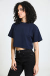 Everyday Oversized Cropped Tee - Navy