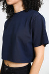 Everyday Oversized Cropped Tee - Navy