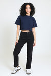 Everyday Oversized Cropped Tee - Navy