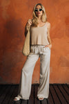 LUNA BOARDWALK WIDE LEG PANT - LIGHT SAND