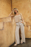 LUNA BOARDWALK WIDE LEG PANT - LIGHT SAND