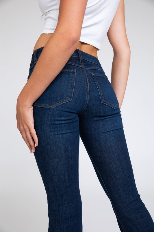 Low Rise Bootcut Jeans - Blue Black Carbon