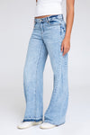 Low Hem Classic Rise A-Line Jeans - Light  Indigo