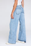 Low Hem Classic Rise A-Line Jeans - Light  Indigo