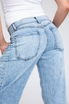 Low Hem Classic Rise A-Line Jeans - Light  Indigo