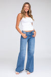 Classic Rise A-Line Jeans W/ Low Hem - Medium Indigo