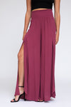 FRONT WRAP WIDE LEG PANT - BRICK