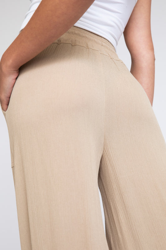 TIE WAIST WIDE LEG PANT - BLONDEWOOD