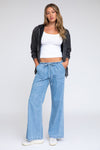 LOW RISE FLARE PANTS - MEDIUM INDIGO
