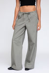MICROBAND WIDE LEG PANT - DUSTY SAGE
