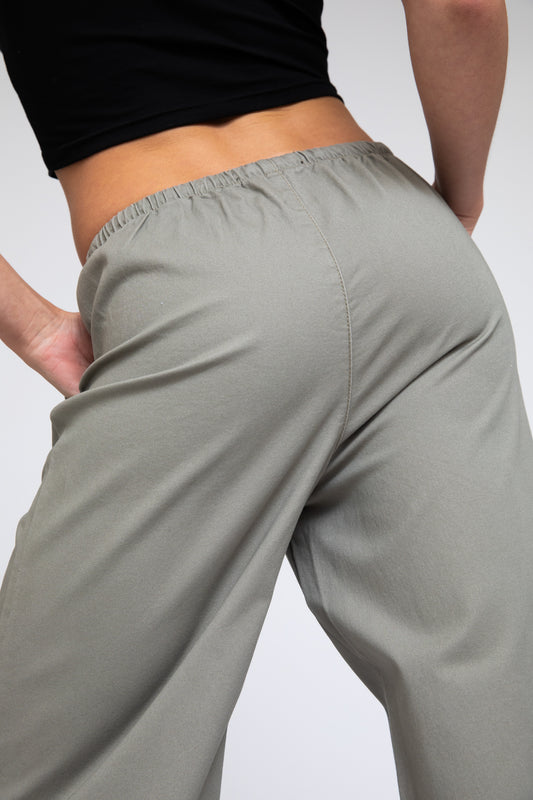 MICROBAND WIDE LEG PANT - DUSTY SAGE