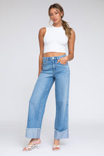 EXTREME RAW CUFF WIDE LEG Jeans - MEDIUM INDIGO