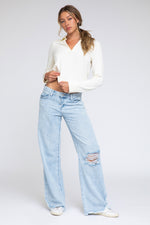 ASHLEY CLASSIC RISE Distressed FLARE JEAN  - INDIGO ANTIQUE