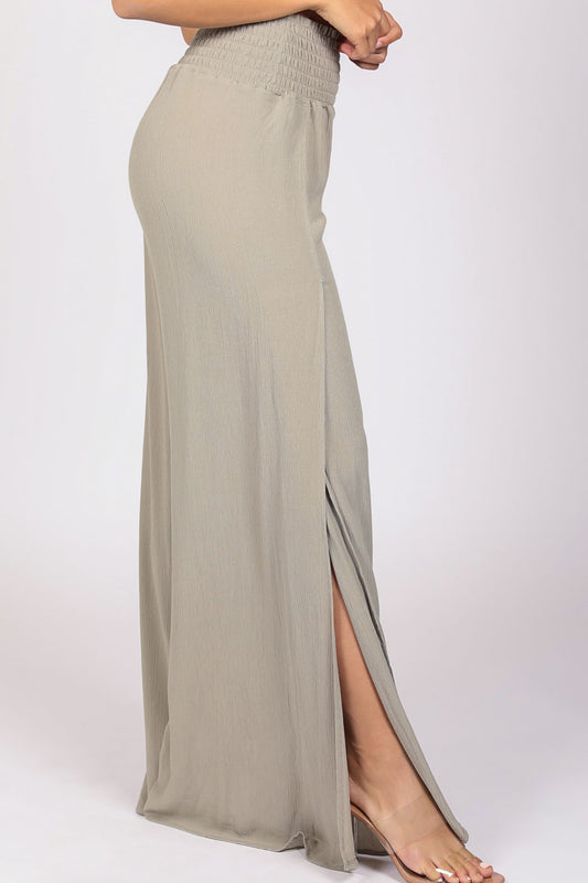 Smocked Wrap Wide Leg - Sage