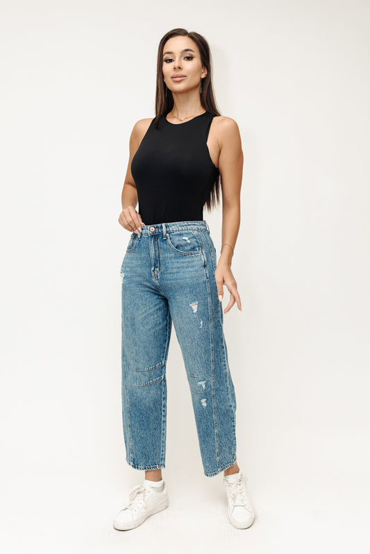 Slim Barrel Jeans - Medium Indigo
