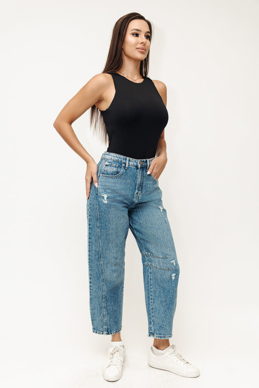 Slim Barrel Jeans - Medium Indigo