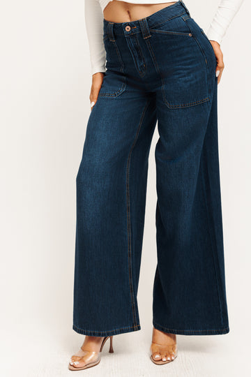 Super High Rise Loose Flare Jeans - Vintage Dark Blue