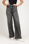Super High Rise Seamed Wide Leg Jeans - Black Carbon