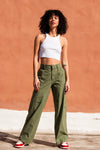 WIDE LEG CARGO PANT - OLIVE