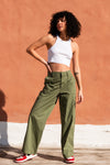 WIDE LEG CARGO PANT - OLIVE