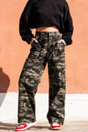 WIDE LEG Cargo Pant - OLIVE CAMO