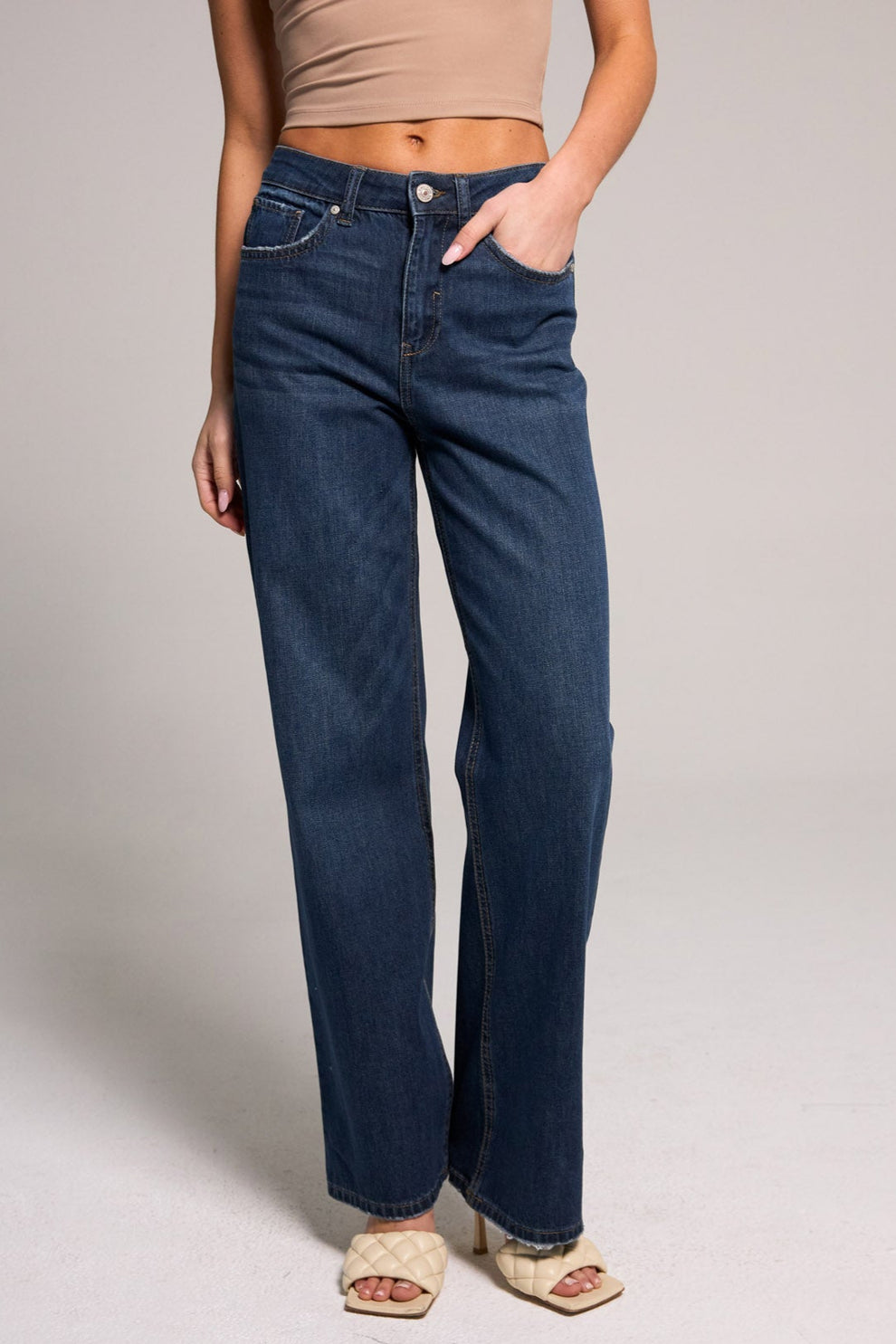 Super High Rise Wide Leg Jeans - Vintage Blue/Black – Rewash Brand