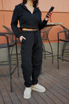 Everyday Cropped Zip Up Hoodie - Black