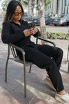 Everyday Cropped Zip Up Hoodie - Black