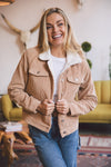 Iris Corduroy Sherpa Jacket - Camel