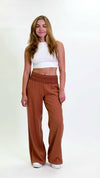 WIDE SMOCKED BOARDWALK PANT - RUST